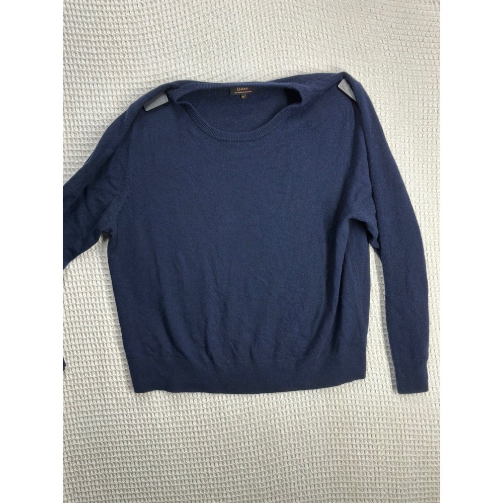 Quiet Luxury Womens Quince Mongolian Cashmere Crewneck Sweater XL Navy